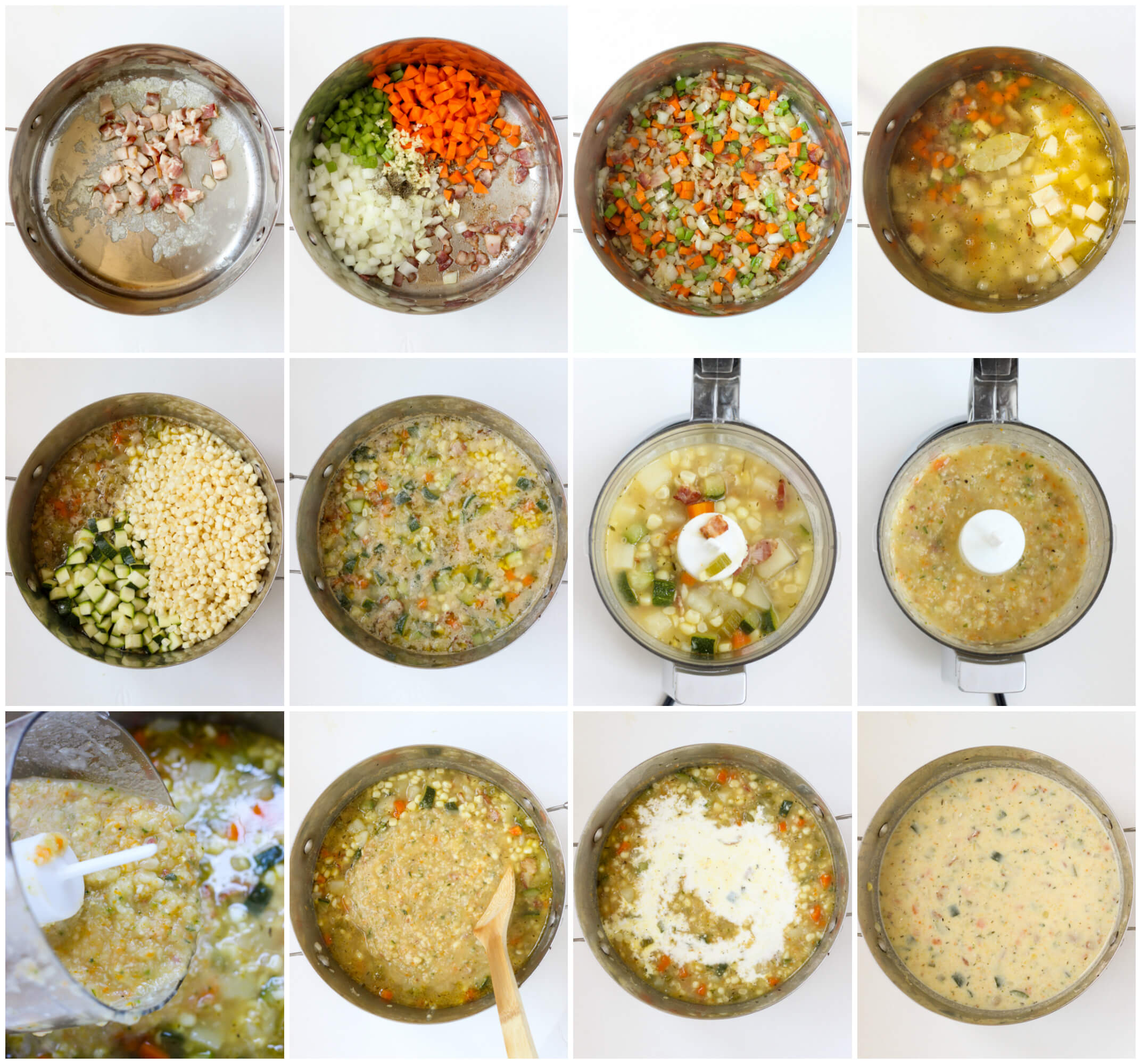 step by step instructions on how to make summer corn chowder recipe