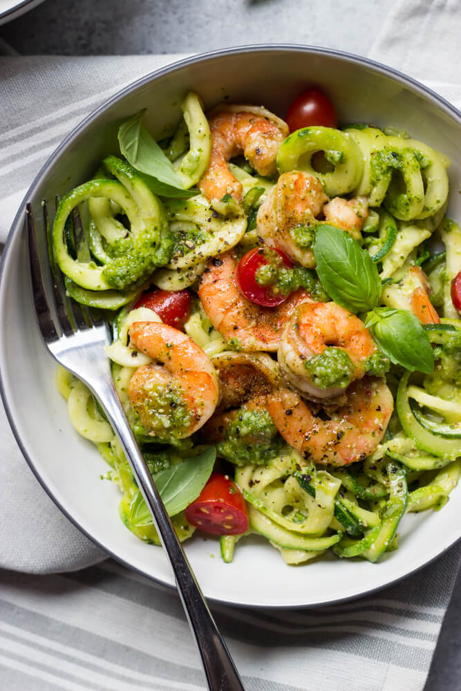 Cajun Shrimp with Pesto Zoodles Little Broken