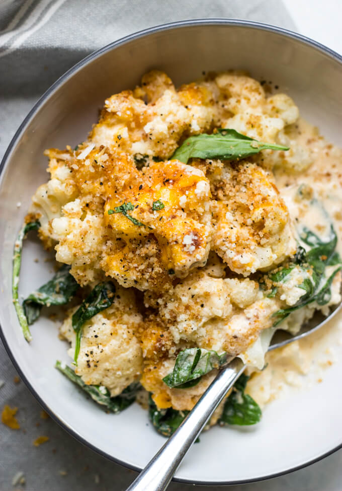 cauliflower spinach bake