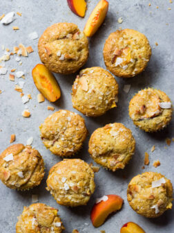 Coconut Peach Muffins - made with coconut oil and fresh peaches. These are by far the BEST muffins! | littlebroken.com @littlebroken