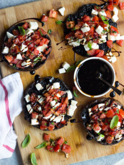 Grilled Portobello Mushrooms with Caprese Salad - juicy, tender, and full of FLAVOR! Not to mention easiest side ever | littlebroken.com @littlebroken