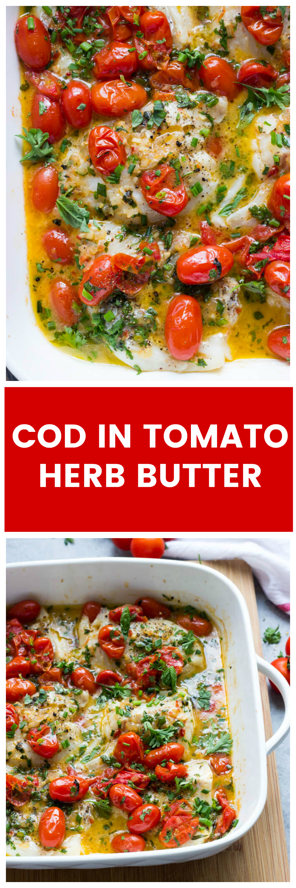 cod with tomato and herb butter