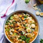 Maryland Crab Soup - hearty farmers market vegetables, lumps of crab meat, and spicy Old Bay seasoning | littlebroken.com @littlebroken