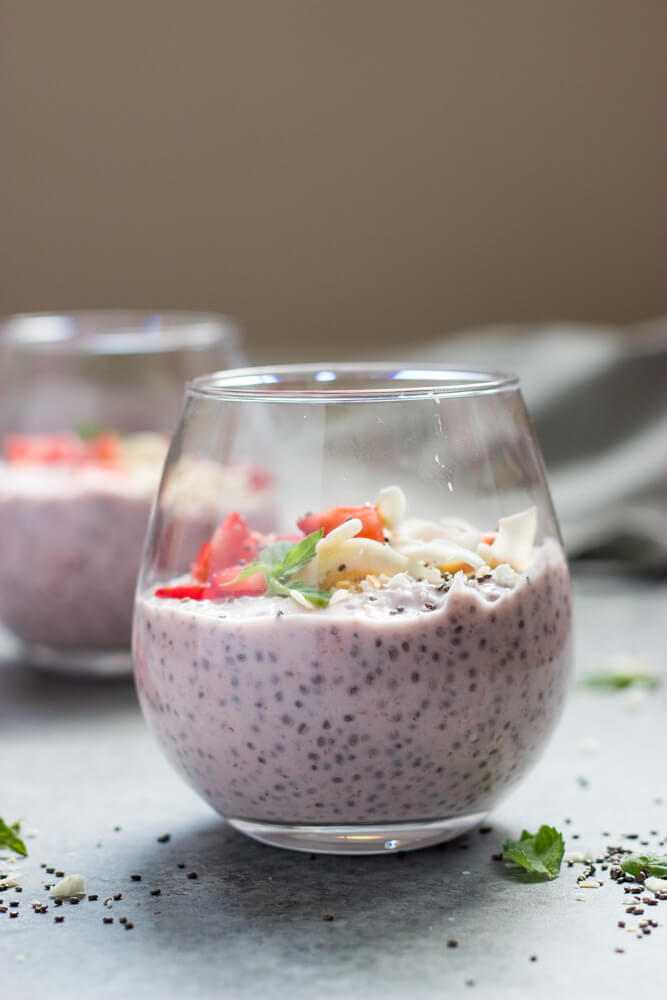 chia pudding with fresh strawberries