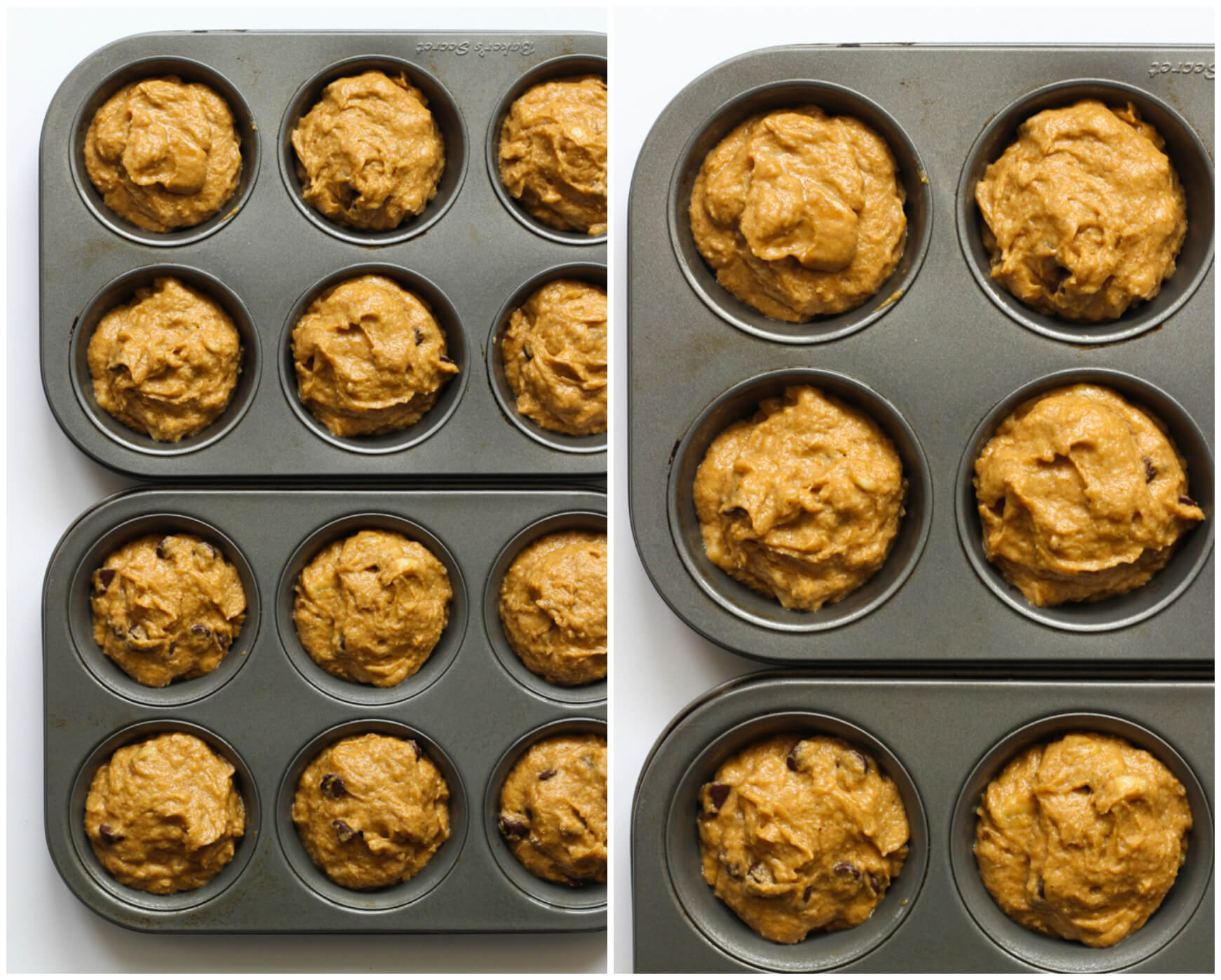 Healthy Chocolate Chip Pumpkin Muffins - made with coconut oil, white whole wheat flour, and sweetened with honey. These are by far the BEST healthy pumpkin muffins | littlebroken.com @littlebroken