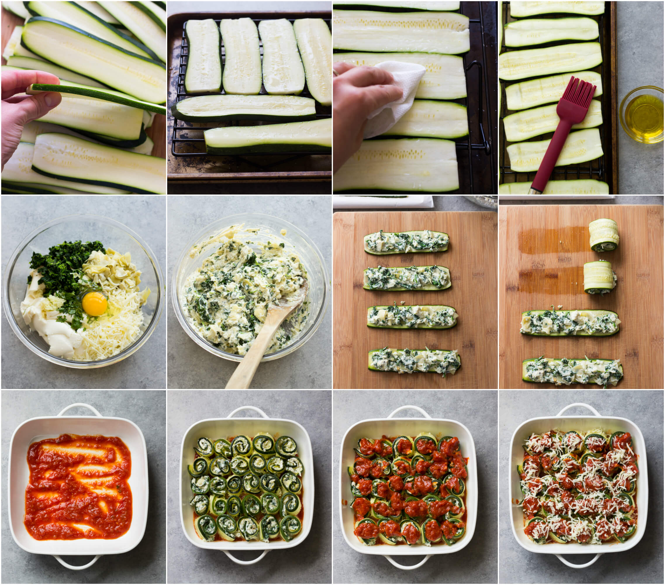 Zucchini Lasagna Roll Ups with Spinach and Artichokes - low carb, gluten free, and kid friendly! | littlebroken.com @littlebroken