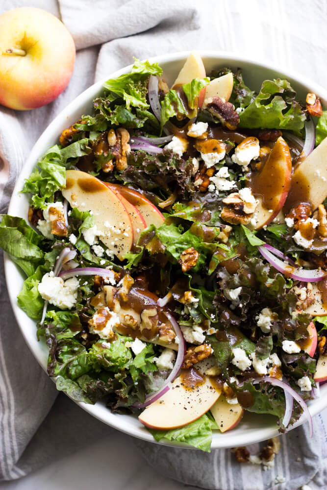 Apple Walnut Salad with Balsamic Vinaigrette - Little Broken