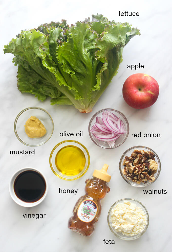 Ingredients for Apple Walnut Salad with Balsamic Vinaigrette 
