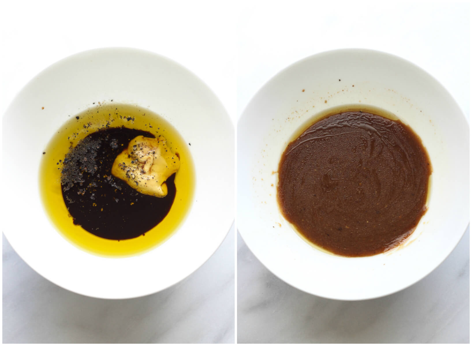 Balsamic vinaigrette in white bowl