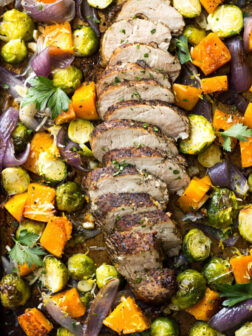 Oven Roasted Pork Tenderloin with Fall Vegetables - easy almost one pan dinner that comes together in about 30 minutes! | littlebroken.com @littlebroken