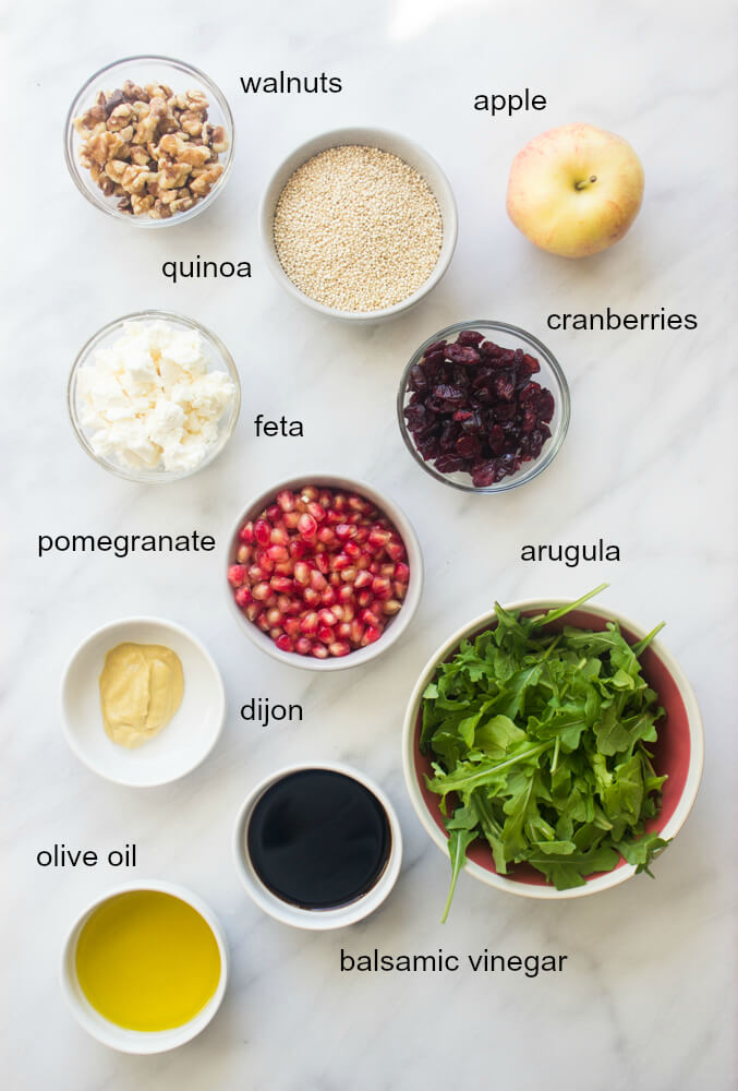 ingredients for quinoa pomegranate salad