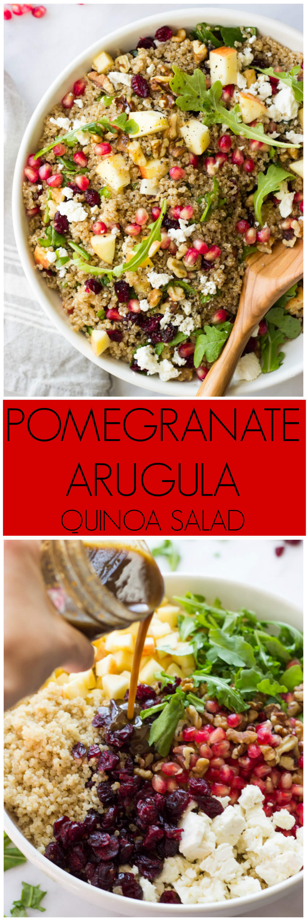 Pomegranate Arugula Quinoa Salad - most festive and delicious salad you will ever make! | littlebroken.com @littlebroken