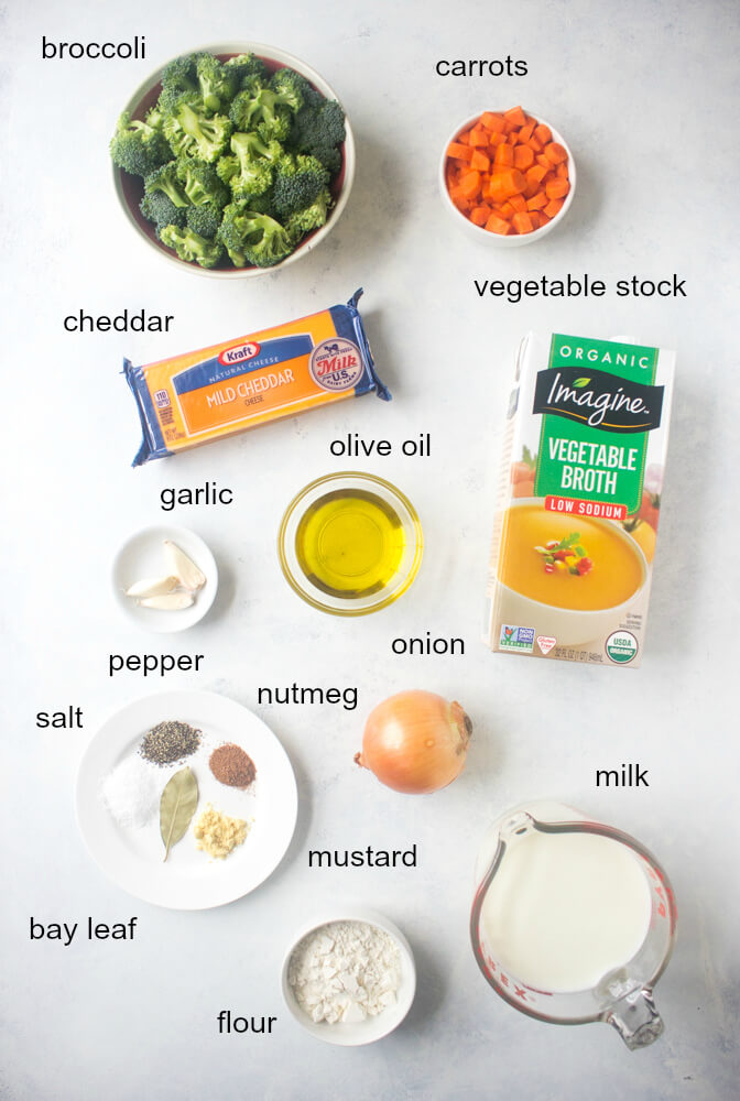 Ingredients for broccoli soup without cream