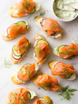 Smoked Salmon and Herb Cheese Crostini - easy and elegant appetizer to add to your holiday table! | littlebroken.com @littlebroken