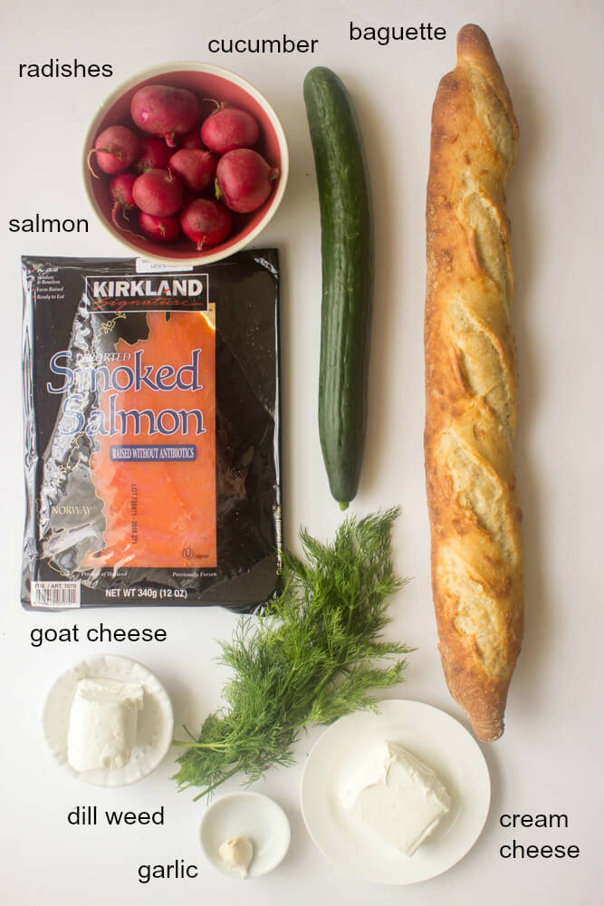 ingredients for smoked salmon crostini