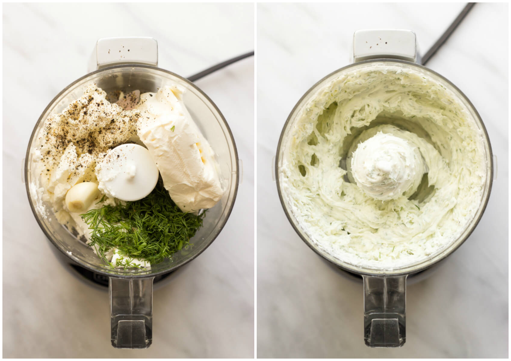 herb cheese mixture in a food processor