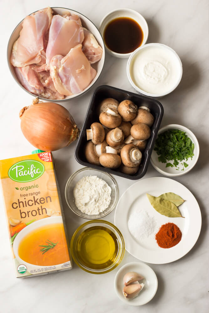 ingredients for creamy chicken stroganoff