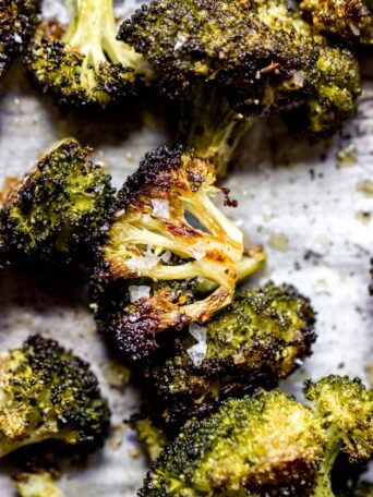 Close up baked broccoli
