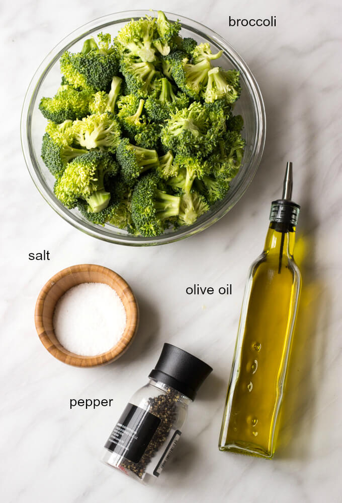 Ingredients for easy oven roasted broccoli