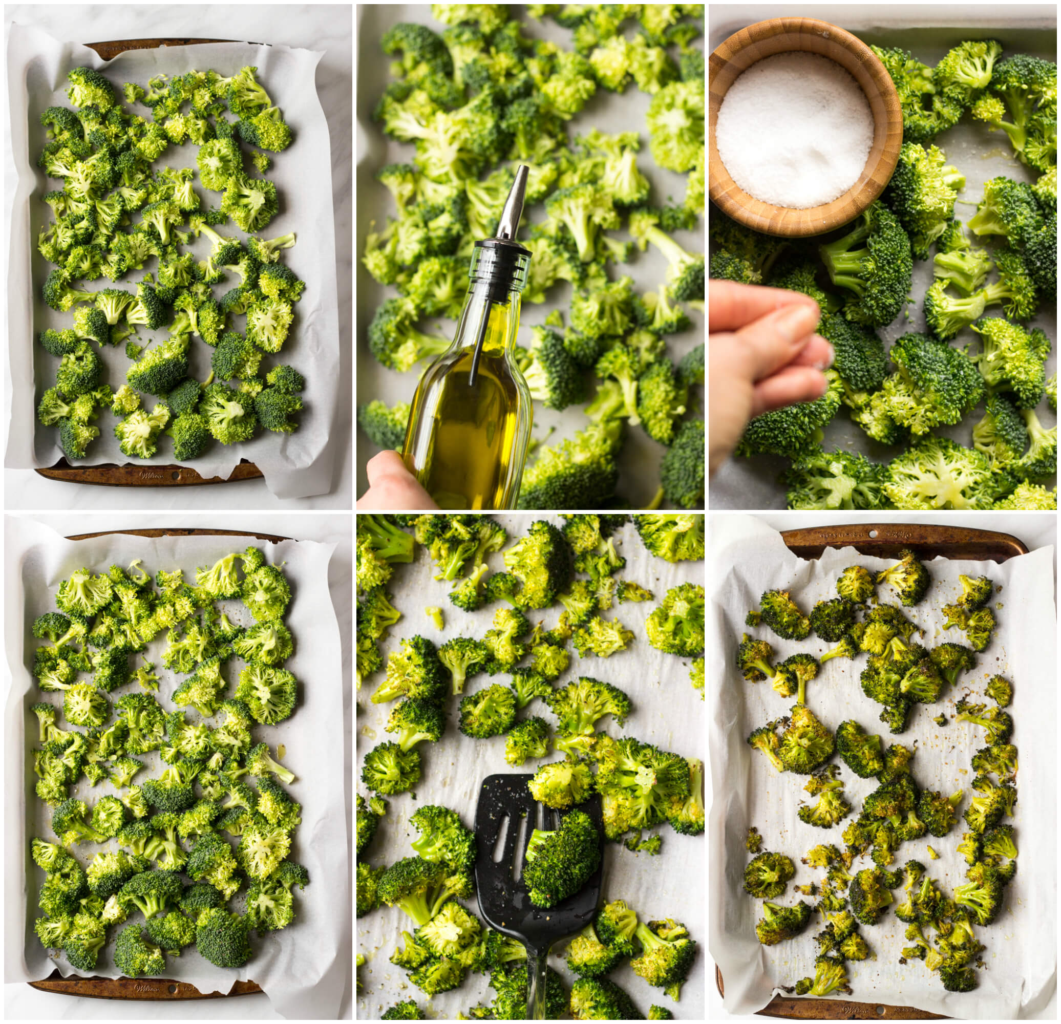Step by step instructions for oven baked broccoli recipe with olive oil