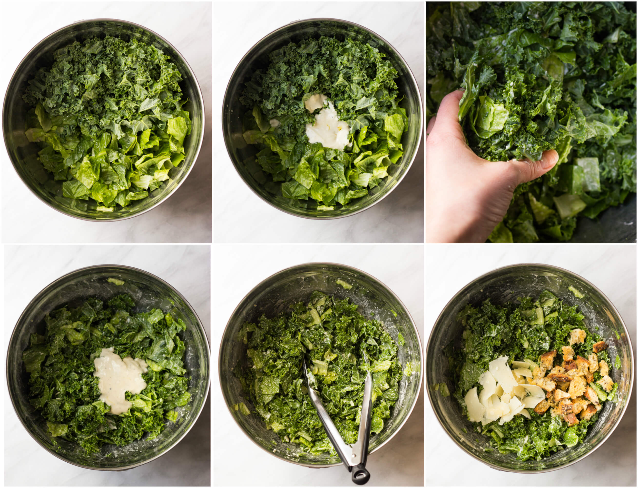 kale caesar salad in a bowl