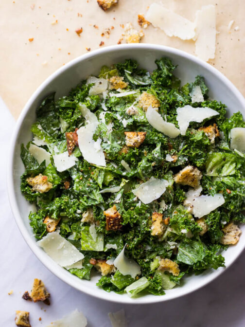 Kale Caesar Salad with Greek Yogurt Dressing Little Broken