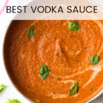 Close up vodka sauce in saute pan