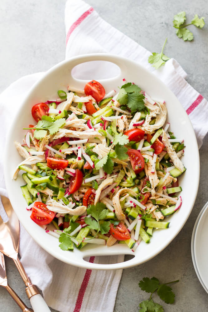 Spring Chicken Salad - simple fresh ingredients tossed in a zesty vinaigrette | littlebroken.com @littlebroken