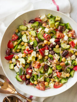 Chopped Greek Salad with Avocado - all the veggies, avocado, little bit of feta, and zestiest vinaigrette | littlebroken.com @littlebroken