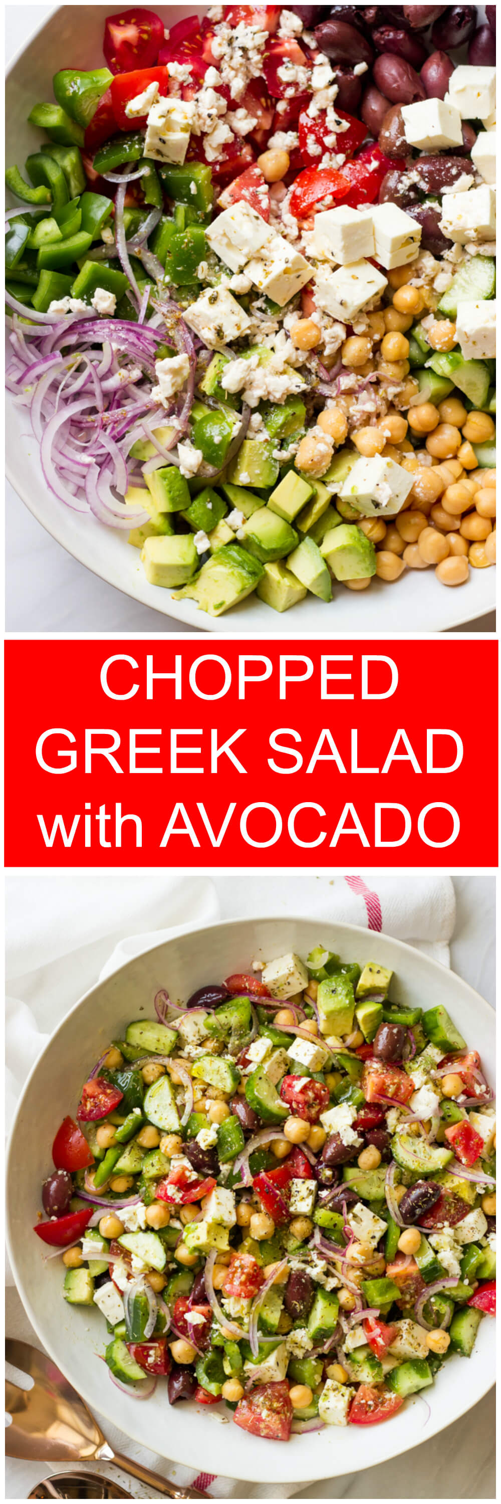 Chopped Greek Salad with Avocado - Little Broken