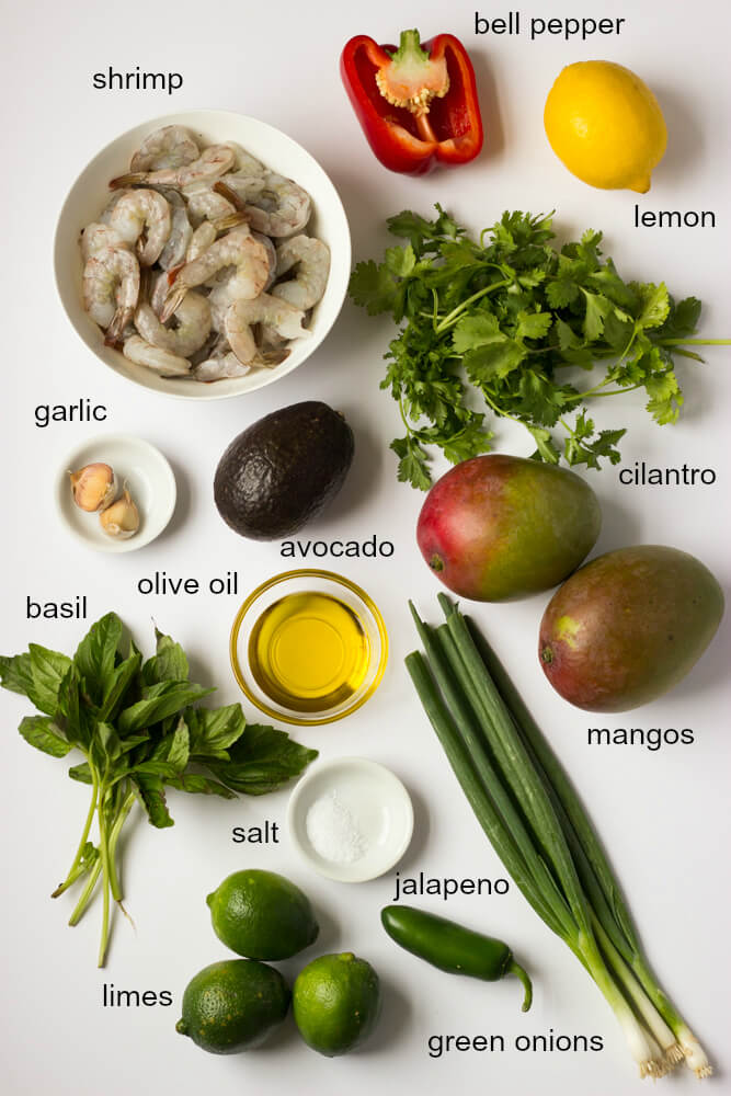 ingredients for shrimp with mango