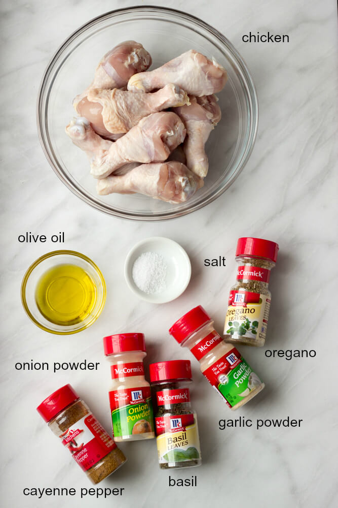 ingredients for herb baked chicken legs