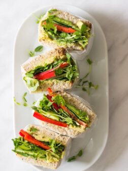 All Veggie Sandwich - crunchy, fresh and healthy! Made with only vegetables and creamy hummus avocado spread | littlebroken.com @littlebroken