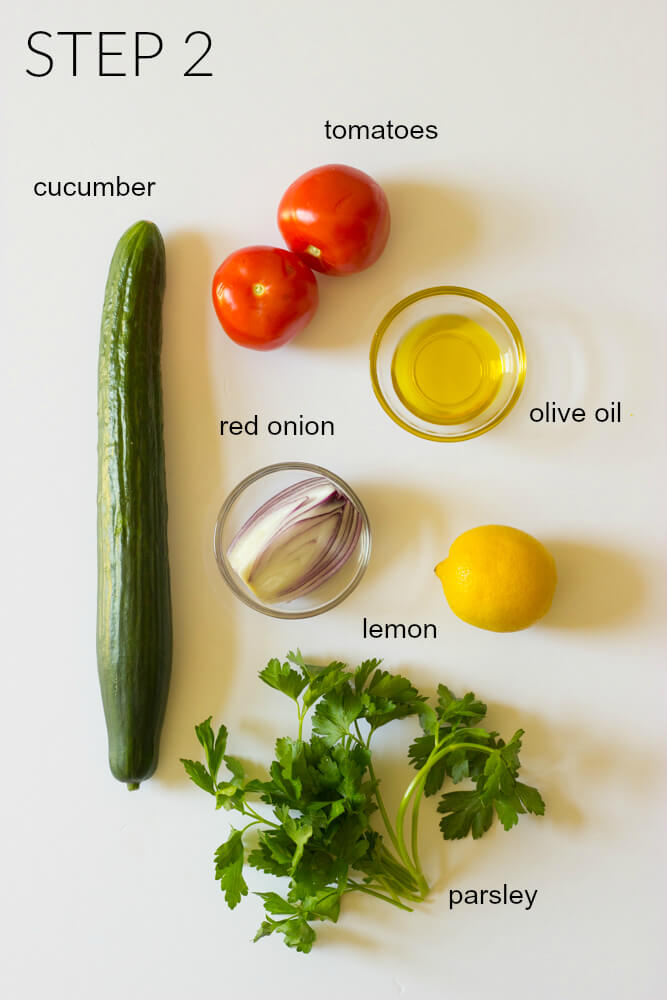 Ingredients for cucumber tomato salad