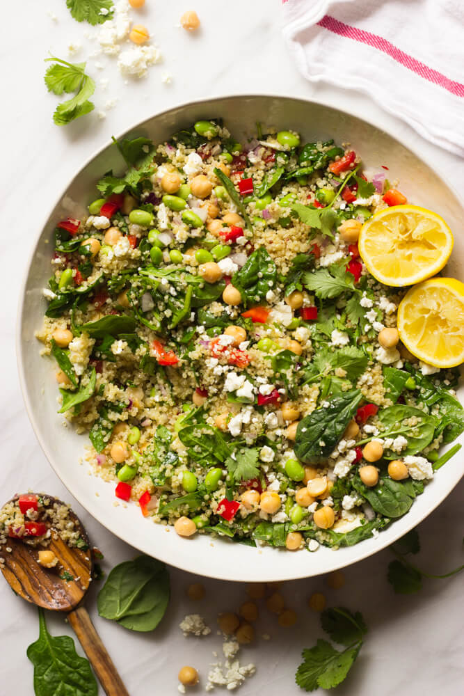 Quinoa Salad with Spinach and Feta.