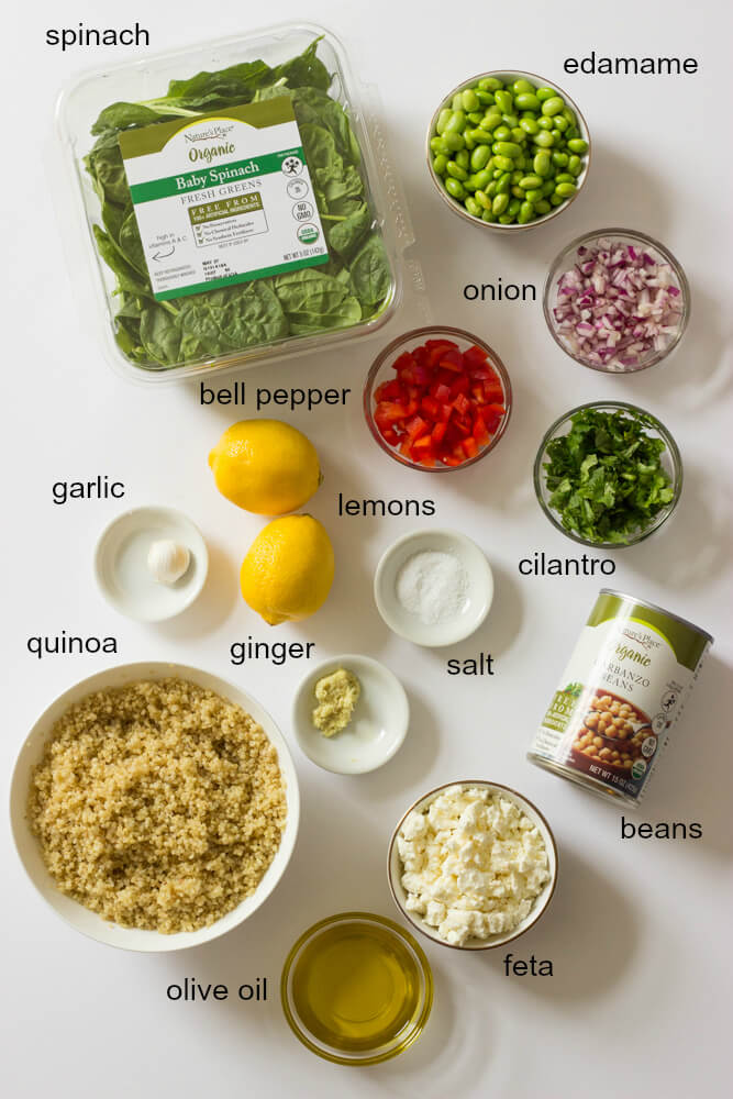 ingredients for quinoa salad with feta recipe
