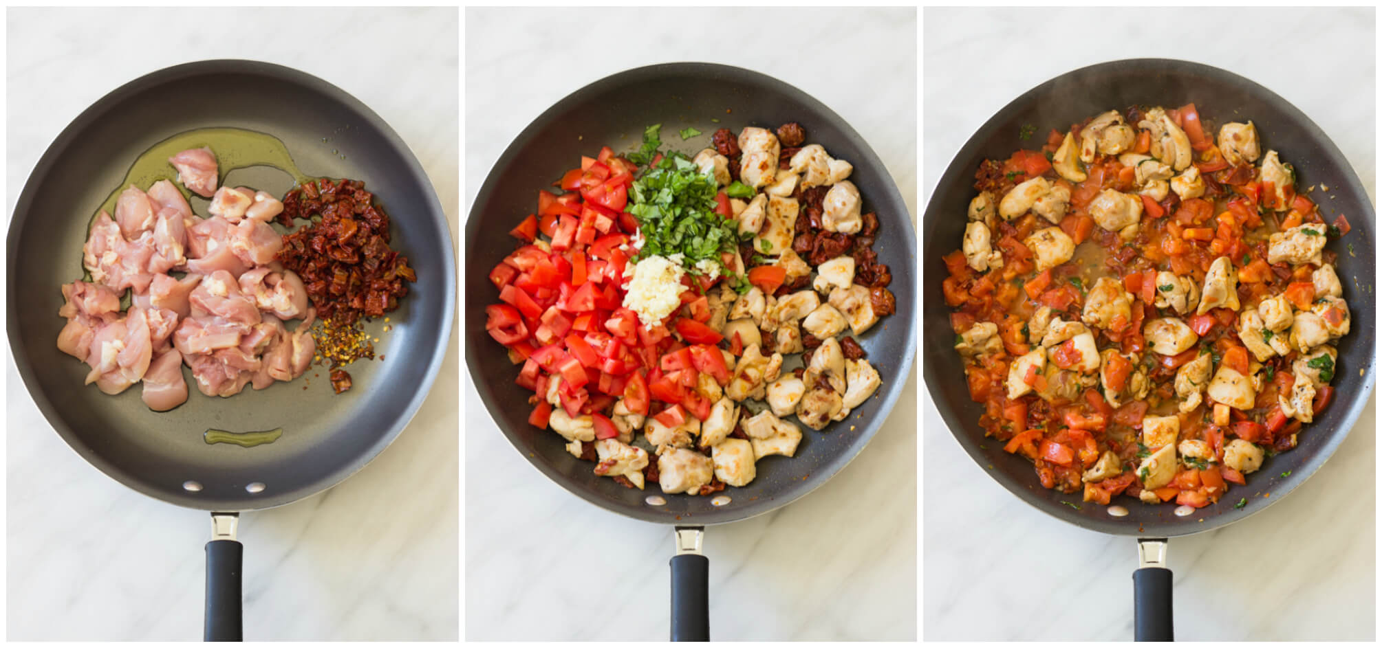 Tomato Basil Chicken with Zucchini Noodles - quickest 30 minute meal with clean ingredients! | littlebroken.com @littlebroken