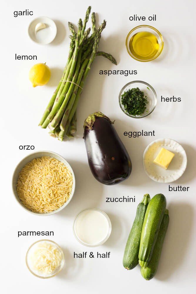 ingredients for vegetable orzo recipe