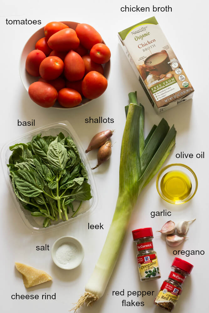 ingredients for tomato and basil no cream