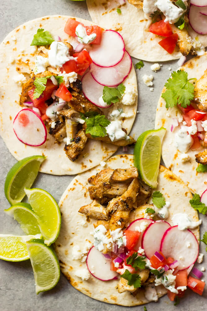 close up grilled chicken taco recipe