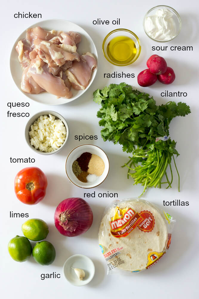 ingredients for grilled chicken taco recipe