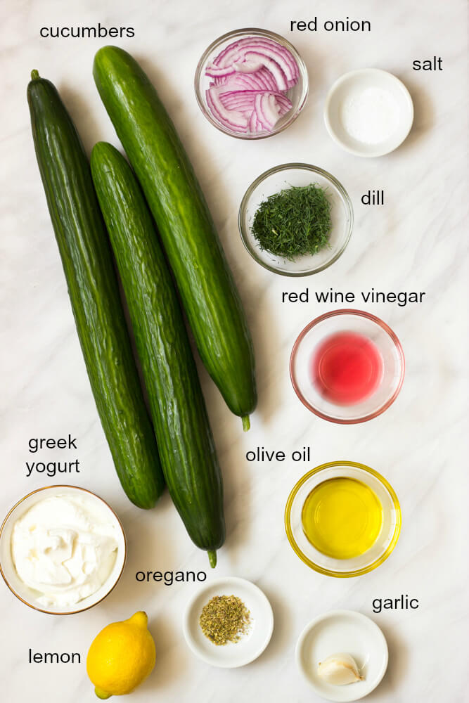 ingredients for greek yogurt cucumber salad
