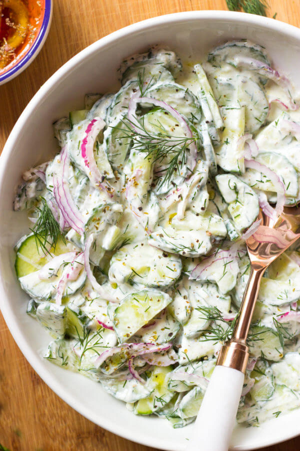 Creamy Greek Cucumber Salad Little Broken