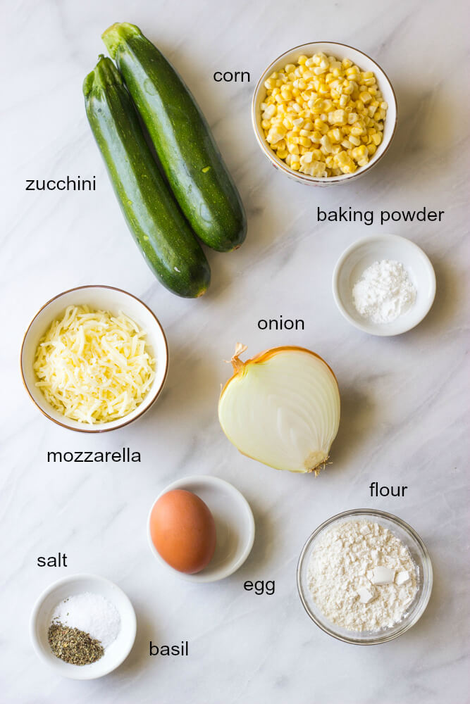 Ingredients for zucchini corn fritters