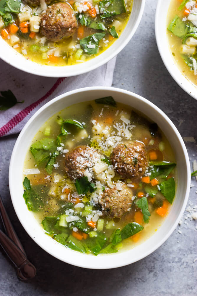 Easy Italian Wedding Soup Recipe with Frozen Meatballs - Little Broken