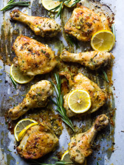 Roasted Lemon Rosemary Chicken - the best tasting oven baked chicken with few simple ingredients | littlebroken.com @littlebroken