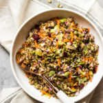 Chicken Quinoa Salad with Balsamic Dressing - ultimate fall salad with chicken, quinoa, crunchy veggies, cranberries, and pumpkin seeds | littlebroken.com @littlebroken