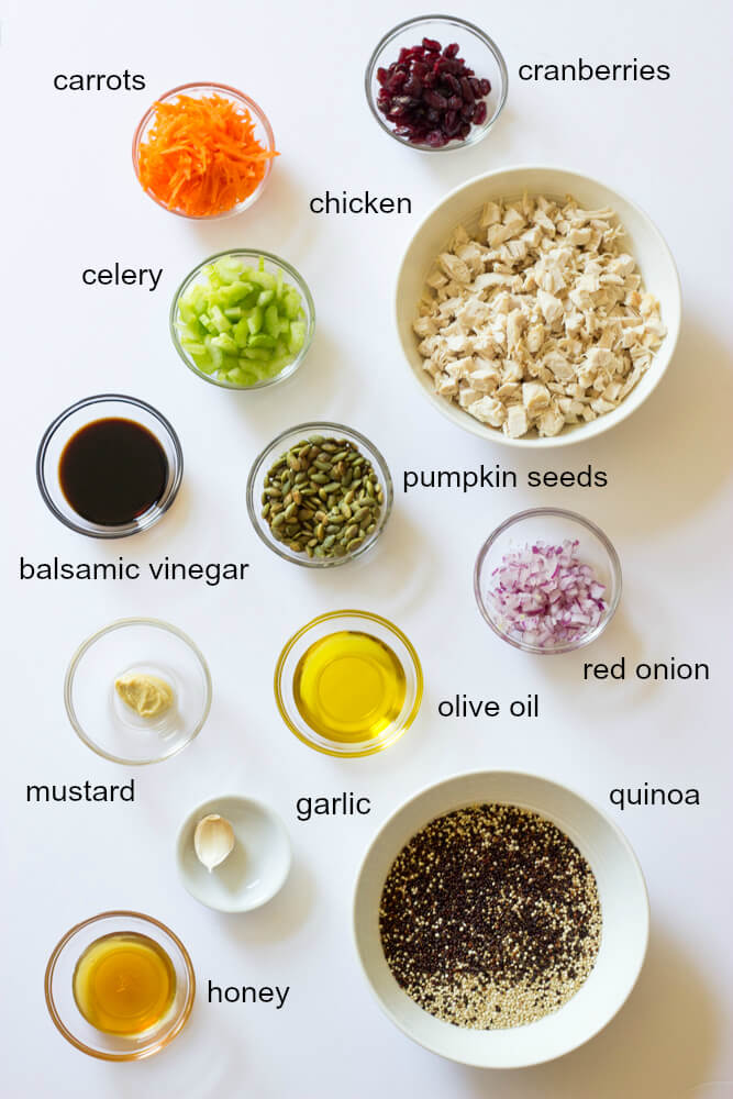 ingredients for quinoa salad with chicken.