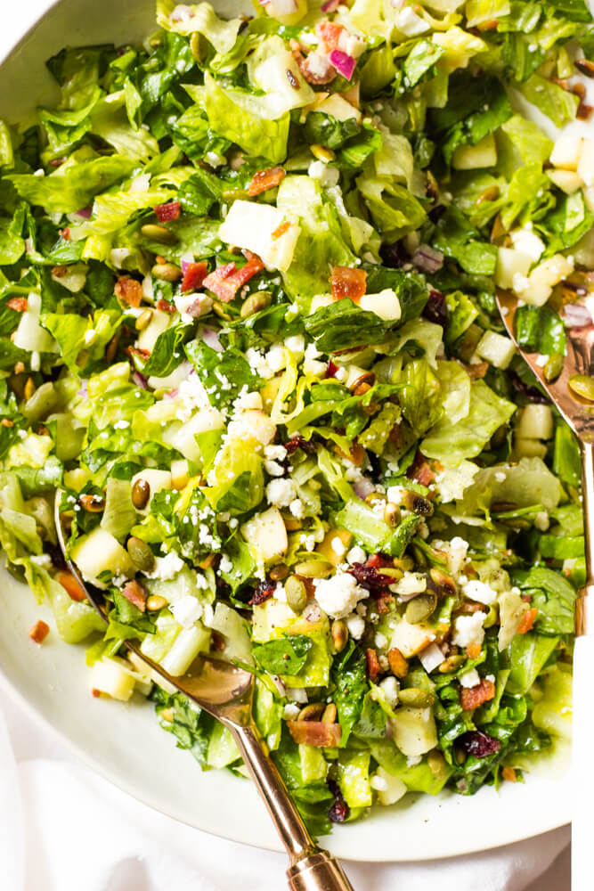 chopped fall salad with apple cider dressing