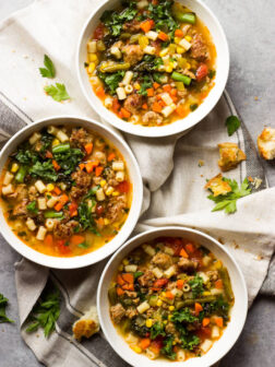 Sausage and Kale Soup - quick and easy soup with ton of veggies and the best seasoning! | littlebroken.com @littlebroken